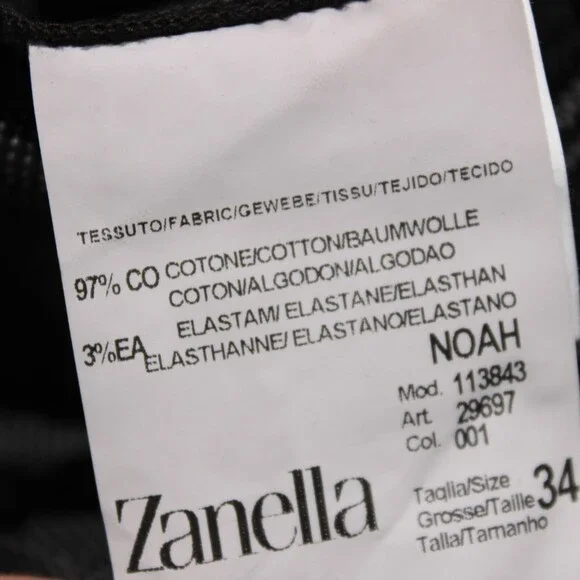 Zanella NWT Chinos / Casual Pants Size 34 US Noah In Solid Black Cotton Blend